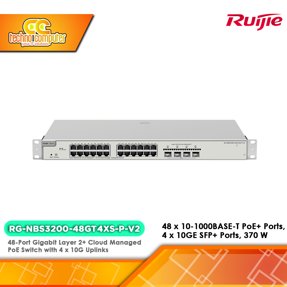 SWITCH POE RUIJIE/REYEE RG-NBS3200-48GT4XS-P-V2 48-Port Gigabit Layer 2+ Cloud Managed Switch